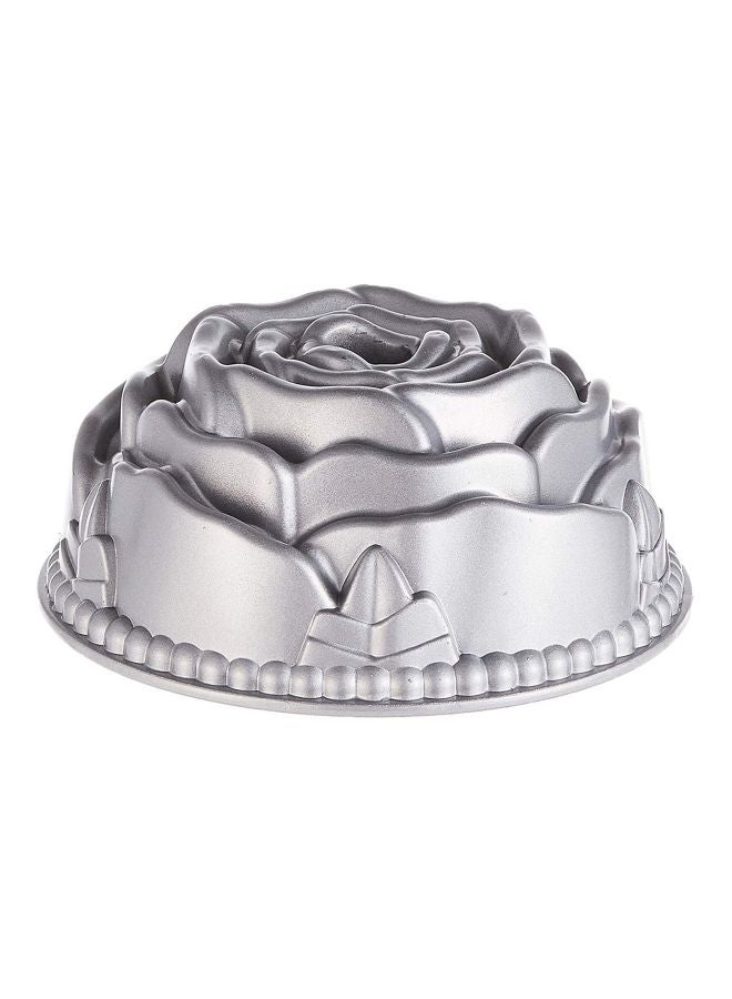 Rose Design Cake Mould Silver 25x12centimeter 60g heating pack plastic and 60g heating pack; plastic