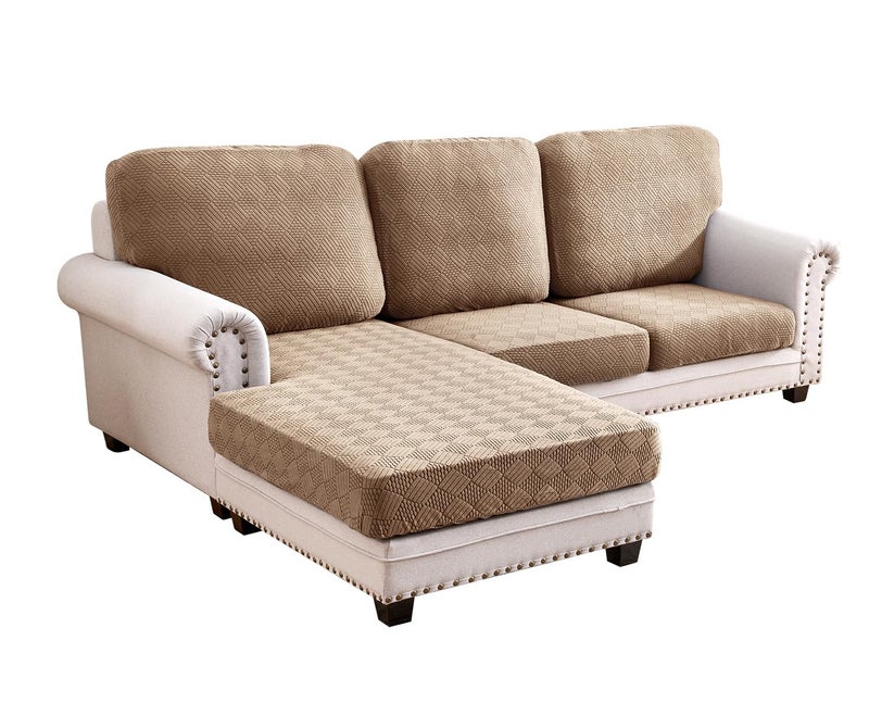 DEEPDREAM Deep Dream Sectional Couch Covers 6 Pieces Stretch Couch Cushion Covers L Shaped Washable Sofa Covers for LeftRight Sectional Sofa 3 Backrest Cover 2 Seater 1 Chaise Brown