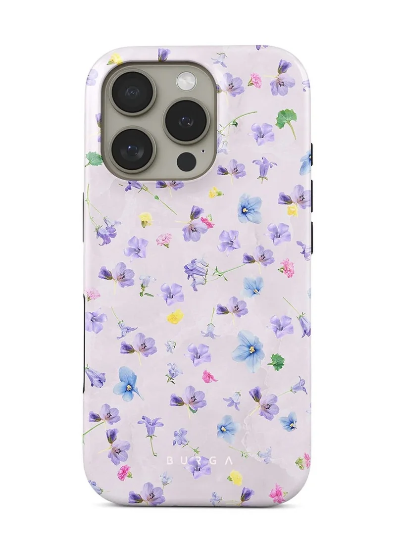 BURGA iPhone 16 Pro  Case, 2 Piece Hard Shell + TPU Silicone Interior, Shock Absorption, All Port Accessible, Raised Bezel For Screen & Camera Protection, Never Fading HQ Print,Wildflower