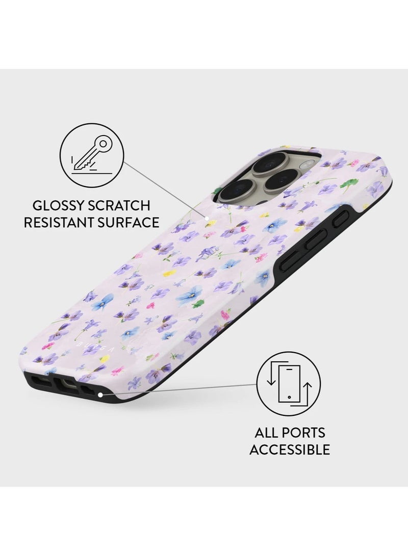 BURGA iPhone 16 Pro  Case, 2 Piece Hard Shell + TPU Silicone Interior, Shock Absorption, All Port Accessible, Raised Bezel For Screen & Camera Protection, Never Fading HQ Print,Wildflower - Image 3