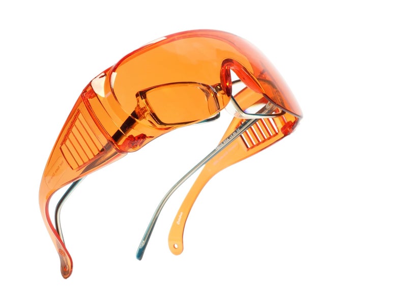 Calabria 1003-3000-6000 3 Pack Orange Fitover Dental Safety Glasses Protection for Teeth Whitening LED Light Eye Shield Red Light Goggles Blue Light Blocking Glasses Fit Over Prescription Glasses - Image 5