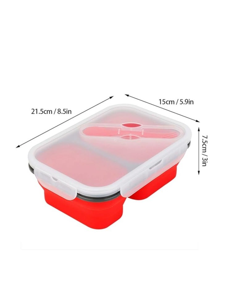Spaceshoop Silicone Collapsible Lunch Box with Spoon, Portable Food Storage Containers Space Saving Microwave Refrigerator Food Containers  - Image 2