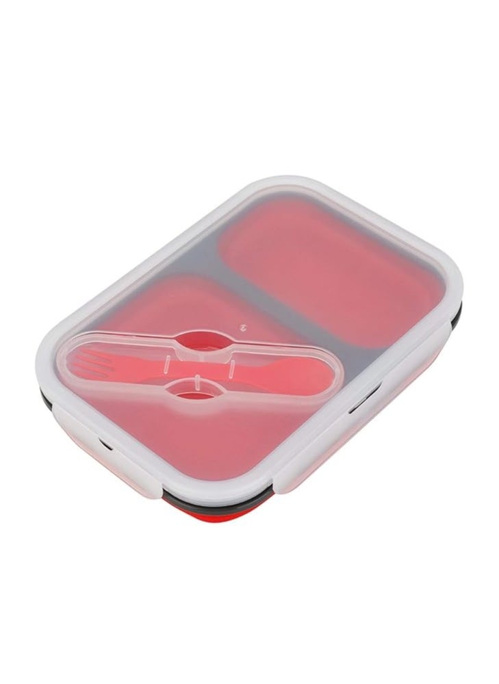 Spaceshoop Silicone Collapsible Lunch Box with Spoon, Portable Food Storage Containers Space Saving Microwave Refrigerator Food Containers  - Image 1
