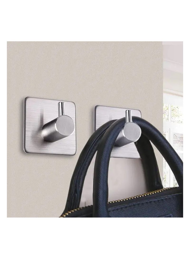 UrbanEssentia Wall Hooks, Towel Holder and Robe Hanger for Bathroom, Heavy Duty Hook, Self-Adhesive SUS304 Stainless Steel, Bedroom Hooks for Hanging Hat/Clothes/Coat, Kitchen Organizer Hooks. (Pack of 2)  - Image 5