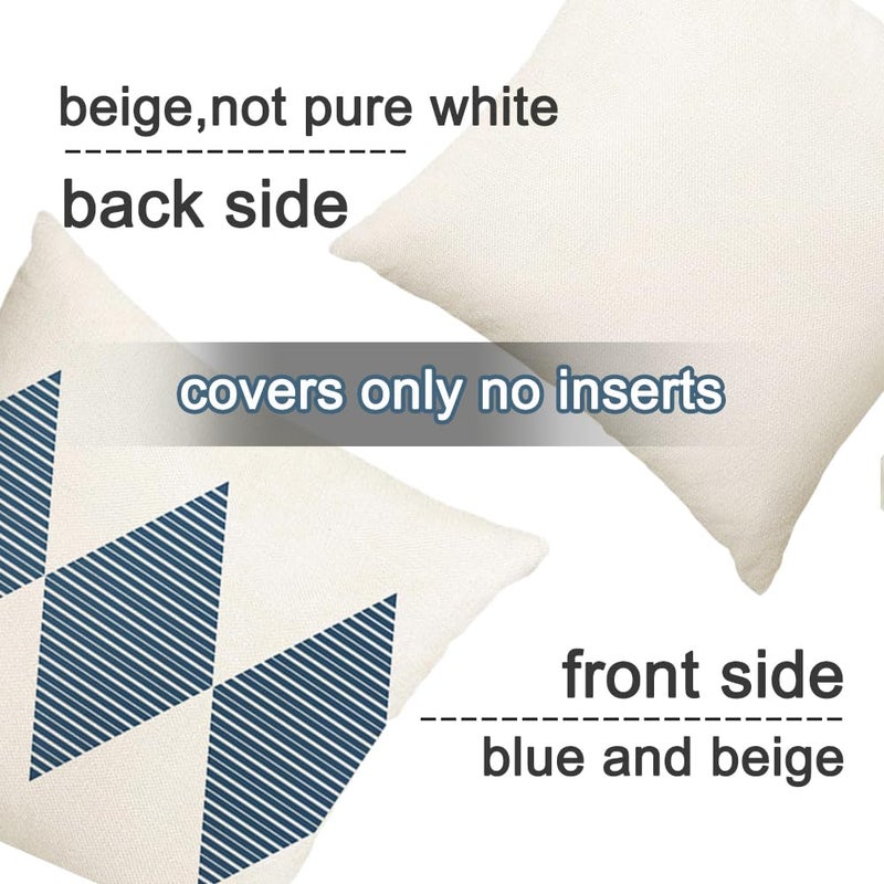 RABUSOFA Outdoor Pillows Waterproof,18x18 inch Blue and White Boho Set of 4 for Patio Furniture,Sunbrella Outdoor Pillow Covers(2B-18) (18"x18") - Image 2
