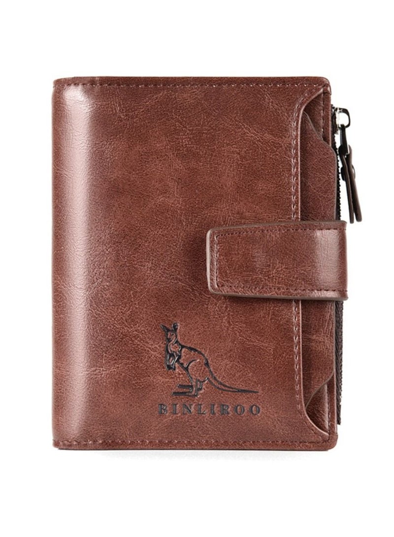 BINLIROO Men's Multi Card Slot Anti-Theft Brush Wallet - Image 1