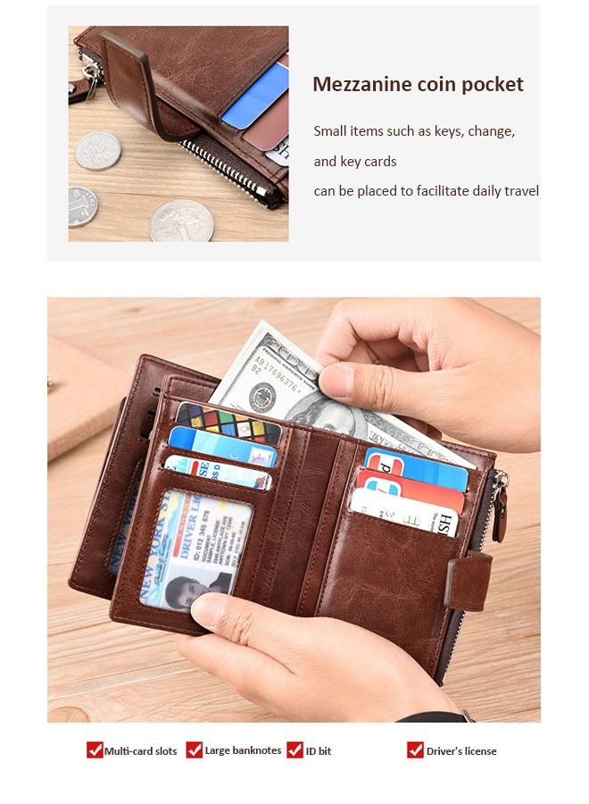 BINLIROO Men's Multi Card Slot Anti-Theft Brush Wallet - Image 5