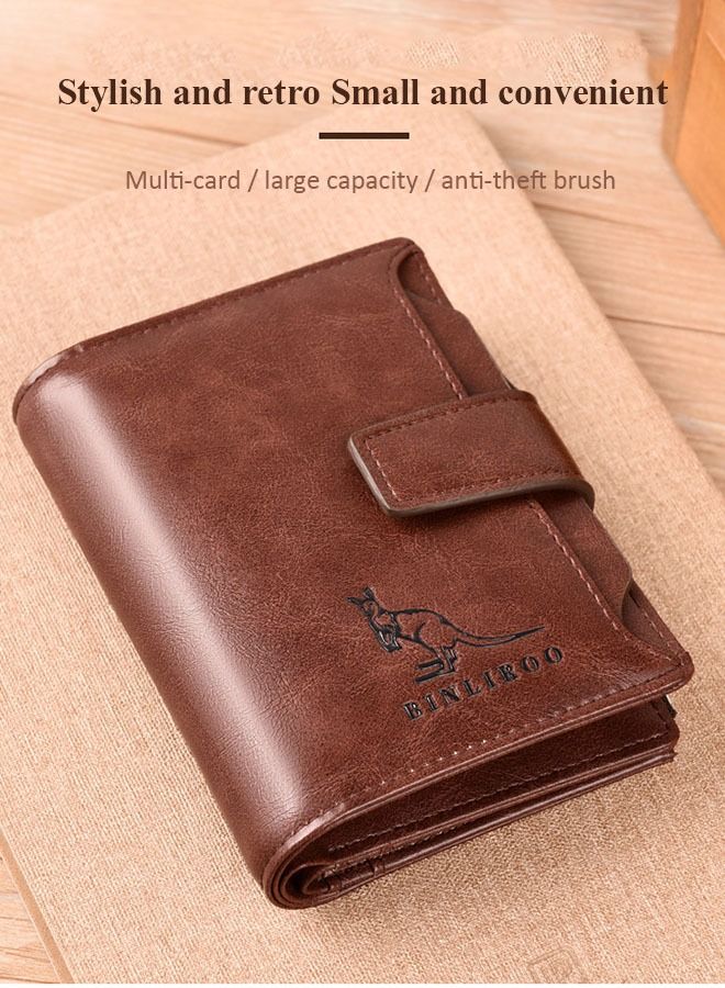 BINLIROO Men's Multi Card Slot Anti-Theft Brush Wallet - Image 4