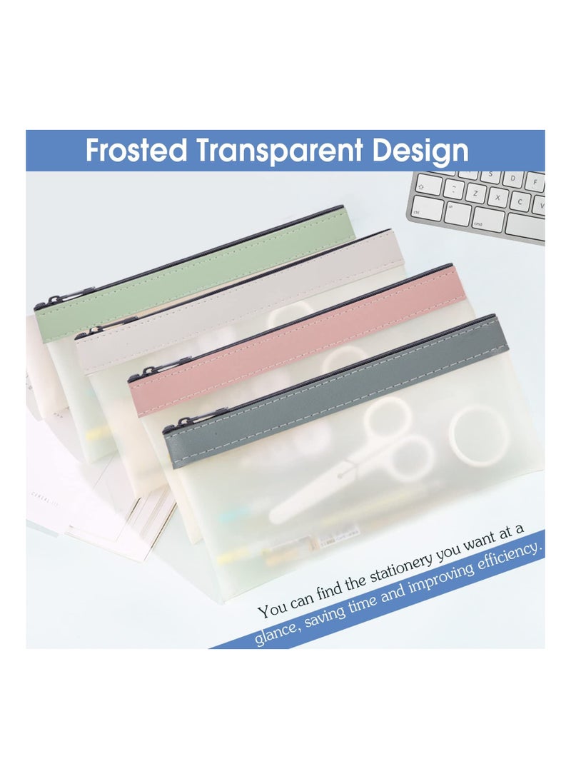 SYOSI 4 Pcs Pencil Case, Makeup Bag for Girls Women Pencil Storage Pouch, Clear Pencil Pouches, Zipper Pen Case Bag, Office College School Gift for adults Teen Girl Boy - Image 3