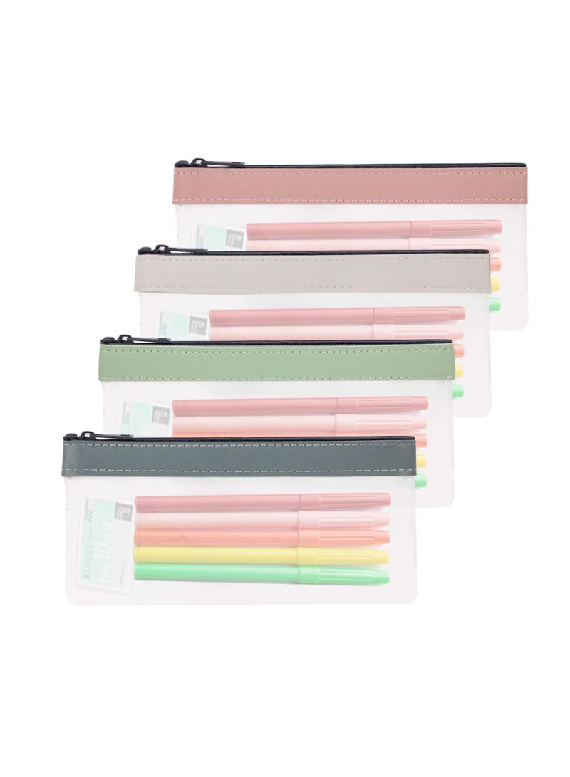 SYOSI 4 Pcs Pencil Case, Makeup Bag for Girls Women Pencil Storage Pouch, Clear Pencil Pouches, Zipper Pen Case Bag, Office College School Gift for adults Teen Girl Boy - Image 1