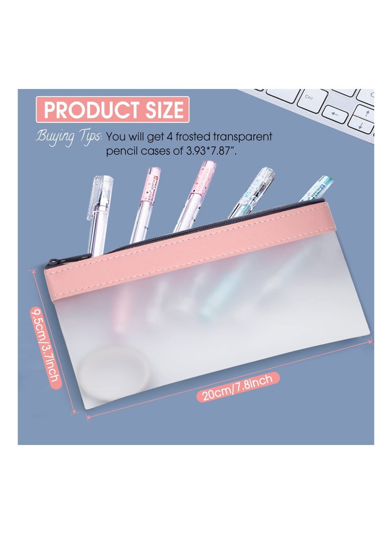 SYOSI 4 Pcs Pencil Case, Makeup Bag for Girls Women Pencil Storage Pouch, Clear Pencil Pouches, Zipper Pen Case Bag, Office College School Gift for adults Teen Girl Boy - Image 2