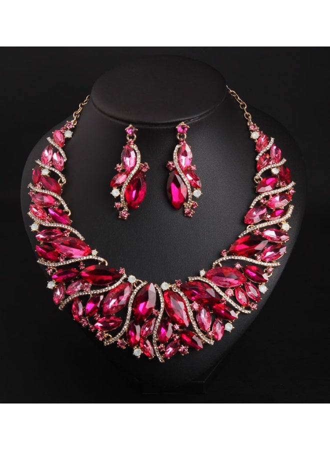 NIBEMINENT Crystal Necklace and Earrings Set - Bridal Party Jewelry for Women