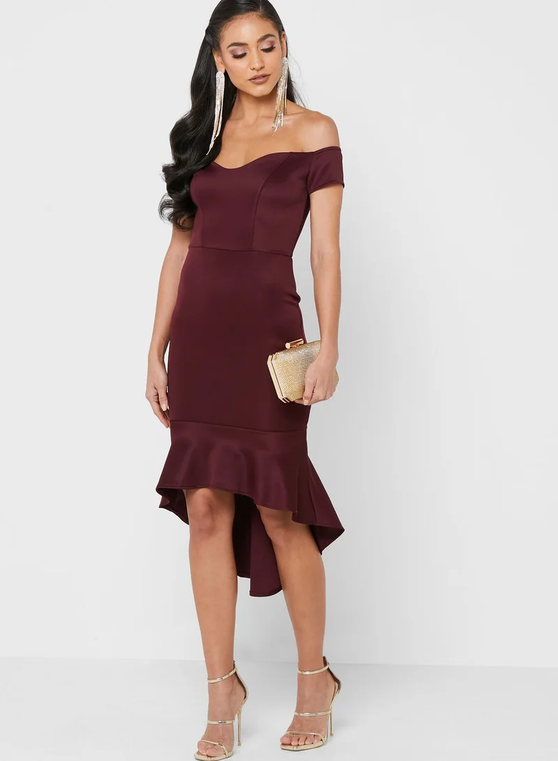 John Zack High Low Bodycon Dress