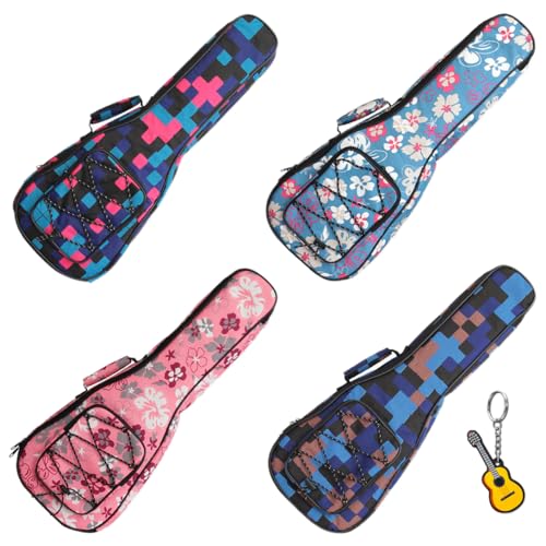 Longteam Print Ukulele Case 10mm Sponge Portable Waterproof Ukuleles bag Cover Uke gig bag with Accessory Storage Pocket (21 In Soprano, Blue Flower) - Image 1