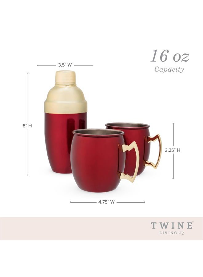 Twine Red Mule Mug & Cocktail Shaker Gift Barware Sets, 16 oz - Image 3