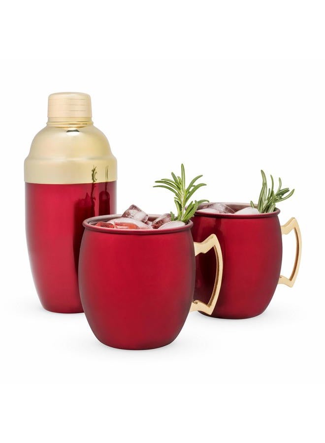 Twine Red Mule Mug & Cocktail Shaker Gift Barware Sets, 16 oz - Image 1