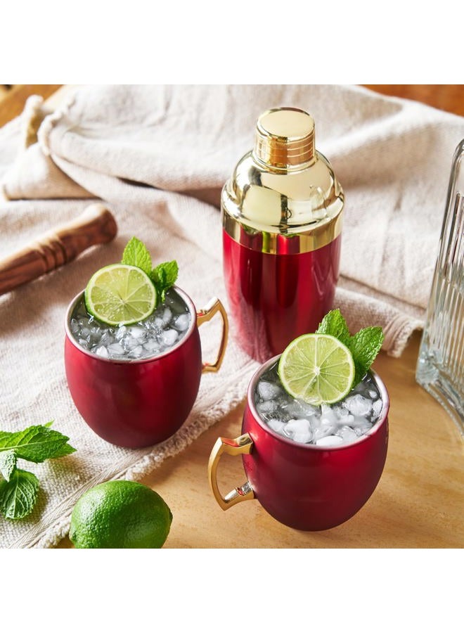 Twine Red Mule Mug & Cocktail Shaker Gift Barware Sets, 16 oz - Image 4