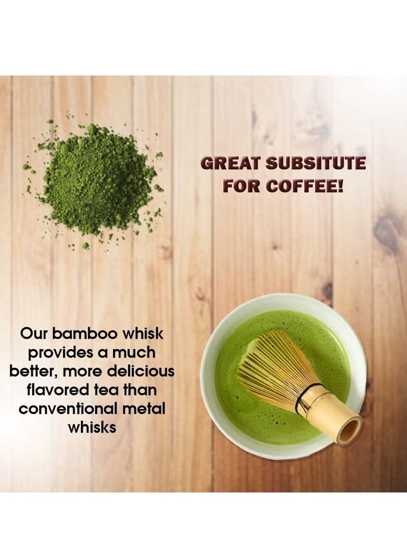 Satinior 4 Piece Matcha Set, Traditional Handmade Tea Tool with Ceramic Bowl, Scoop, Prong Bamboo Matcha Whisk and Holder - Image 3