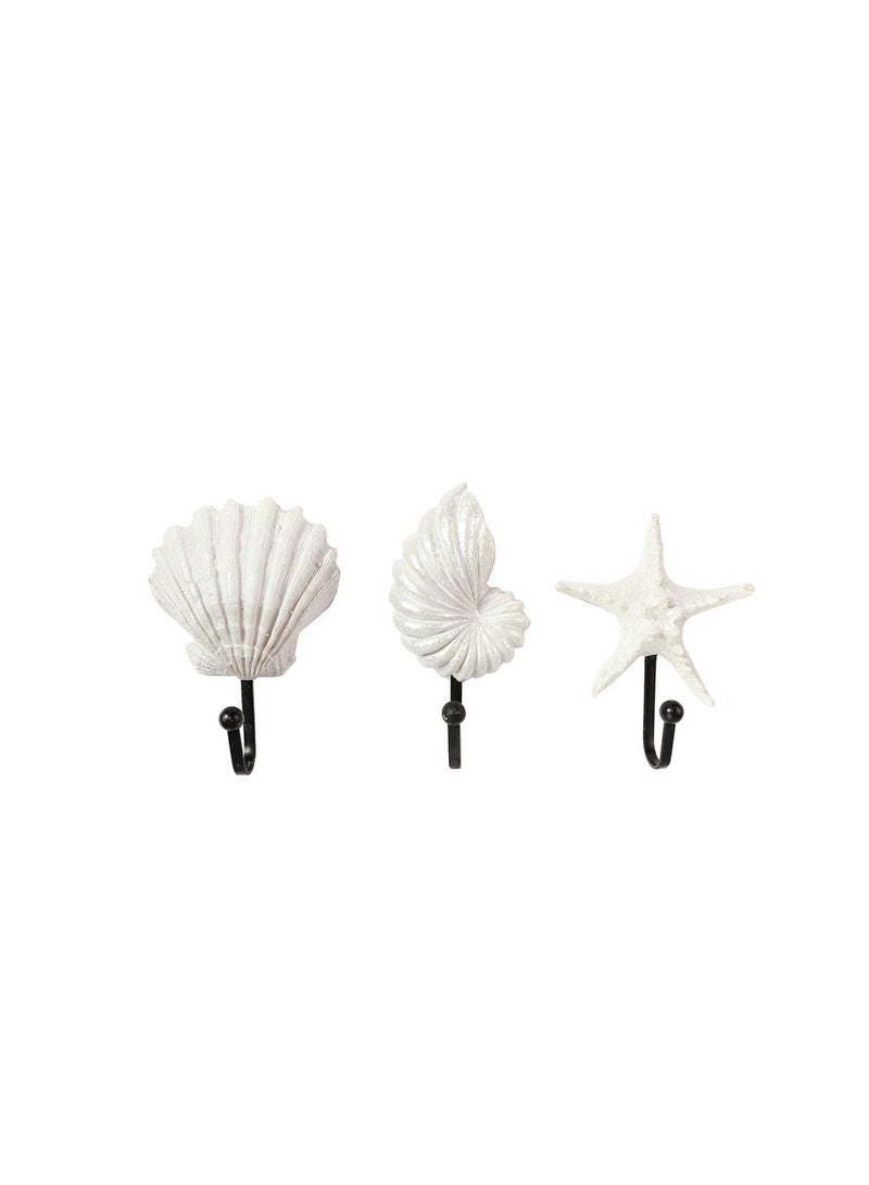 Zikra Coat Hooks Wall Mounted, Beach Themed Wall Hooks Towel Hat Coat Hangers Sea Star Seashell Wall Decorations for Bathroom Bedroom or Kitchen (3pcs) - Image 1