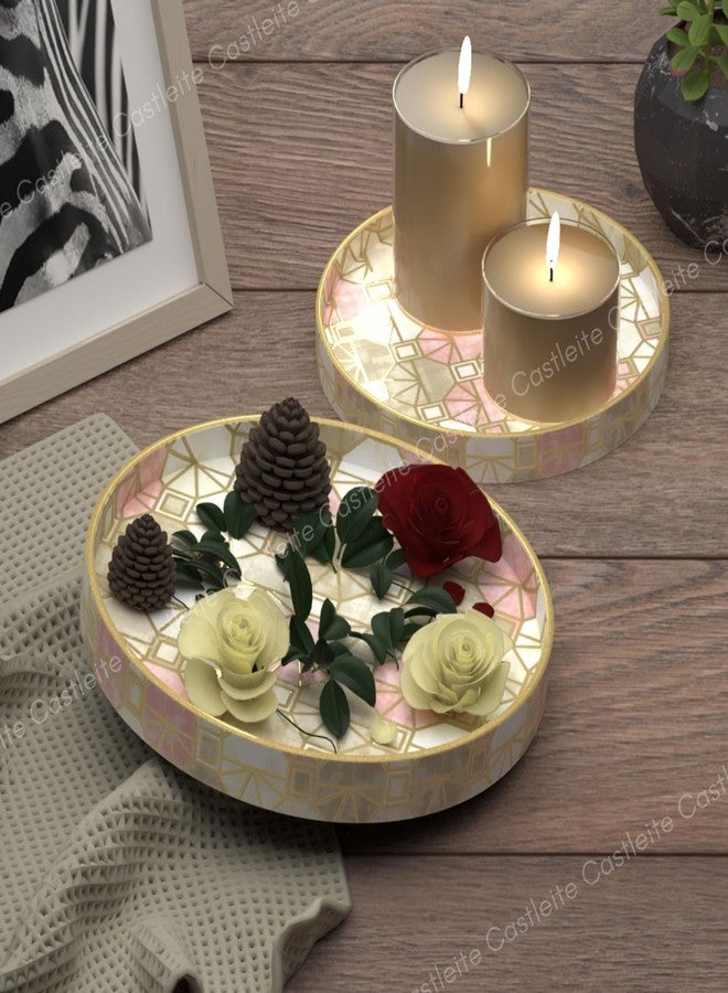 Castleite Ember Decorative Round Wooden Tray Set of 2 Handcrafted Trays for Serving, Use in Kitchen, Dining Table, Decor or Storage - Epoxy Resin Coated - Large, Small (Santuoso) - Image 3