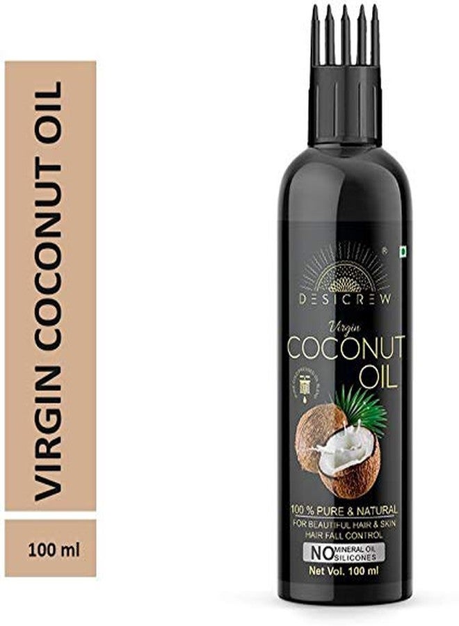 DESICREW Desi Crew 100% Pure Virgin Coconut Oil - WITH COMB APPLICATOR - Cold Pressed - For Hair, Skin & Body 100mL Hair Oil (100 ml) - Image 1