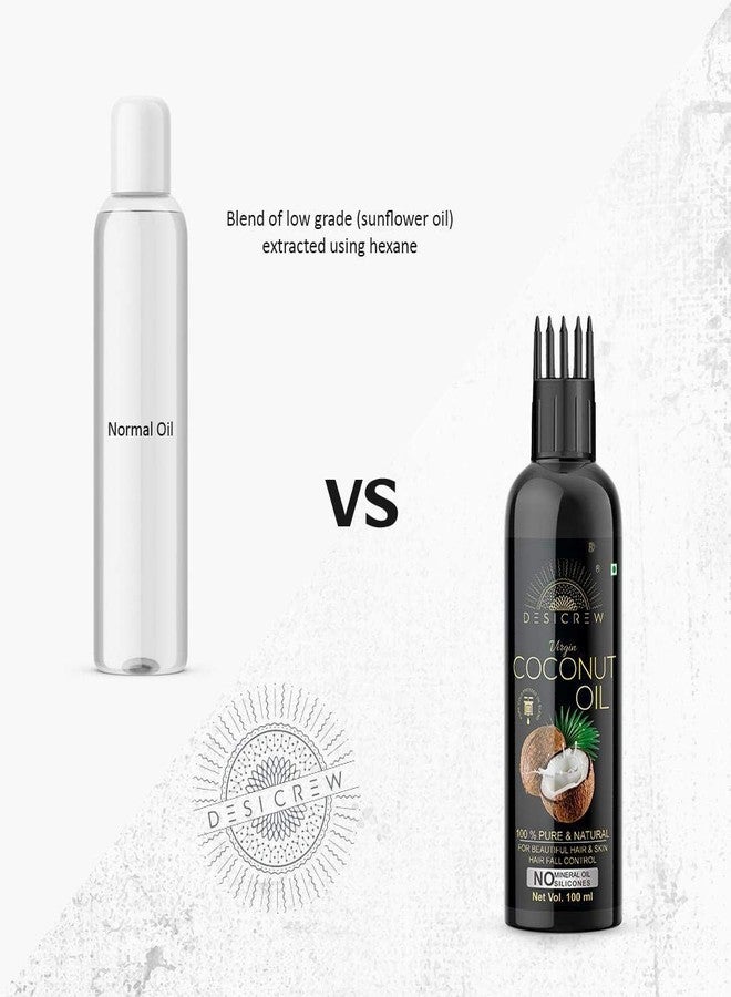 DESICREW Desi Crew 100% Pure Virgin Coconut Oil - WITH COMB APPLICATOR - Cold Pressed - For Hair, Skin & Body 100mL Hair Oil (100 ml) - Image 5