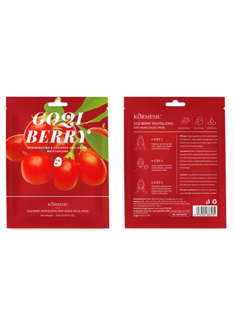 Kormesic 5pcs Goji Berry Smoothing Face Mask - Nourishing & Revitalizing - Image 1