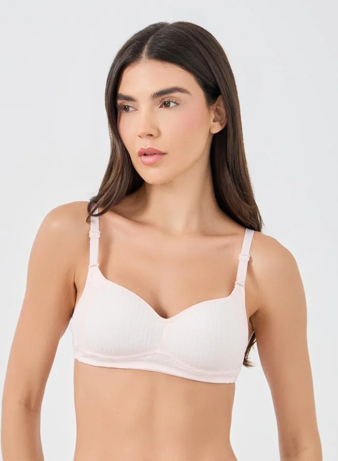 Styli Styli Pack of 3 - Floral Jacquard Rib Padded Non-Wired T-Shirt Bra