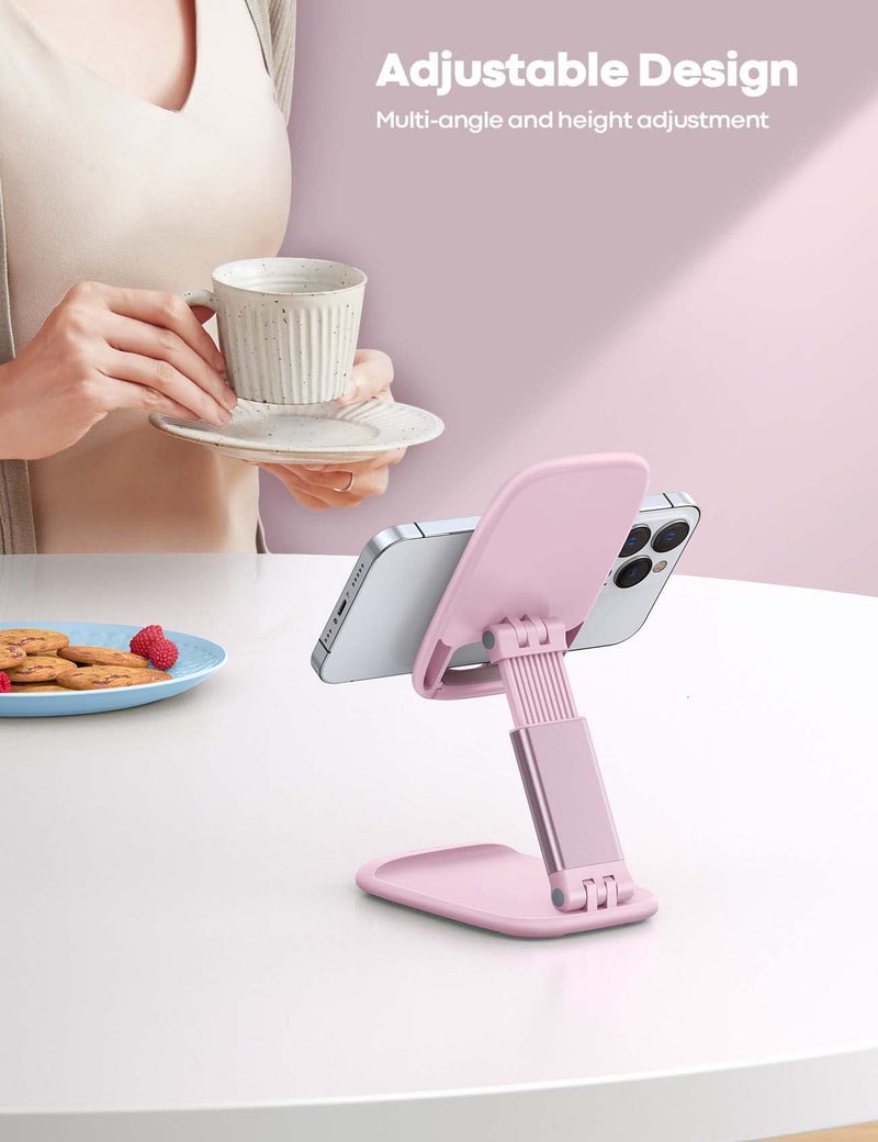 Lamicall Pink Phone Holder, Desk Accessories - Rose Gold Pink Office Cell Phone Holder, Desktop, Office Desks Accessories, Desk Decor Gifts for Women, for iPhone, 4-8'' Phone - Image 2