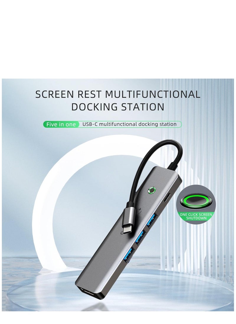 KASTWAVE One Click Screen Projection/One Click Screen Rest MF Docking Station, Great for Kids with Laptops for School, 4K HDMI HUB USB Splitter 5 in 1 100W PD for MacBook/Pad Pro/Laptop/Phones  - Image 2