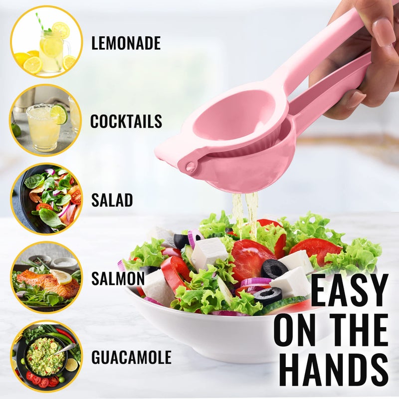 Zulay Kitchen Zulay Premium Quality Metal Lemon Squeezer, Citrus Juicer, Manual Press for Extracting the Most Juice Possible - Pink - Image 4
