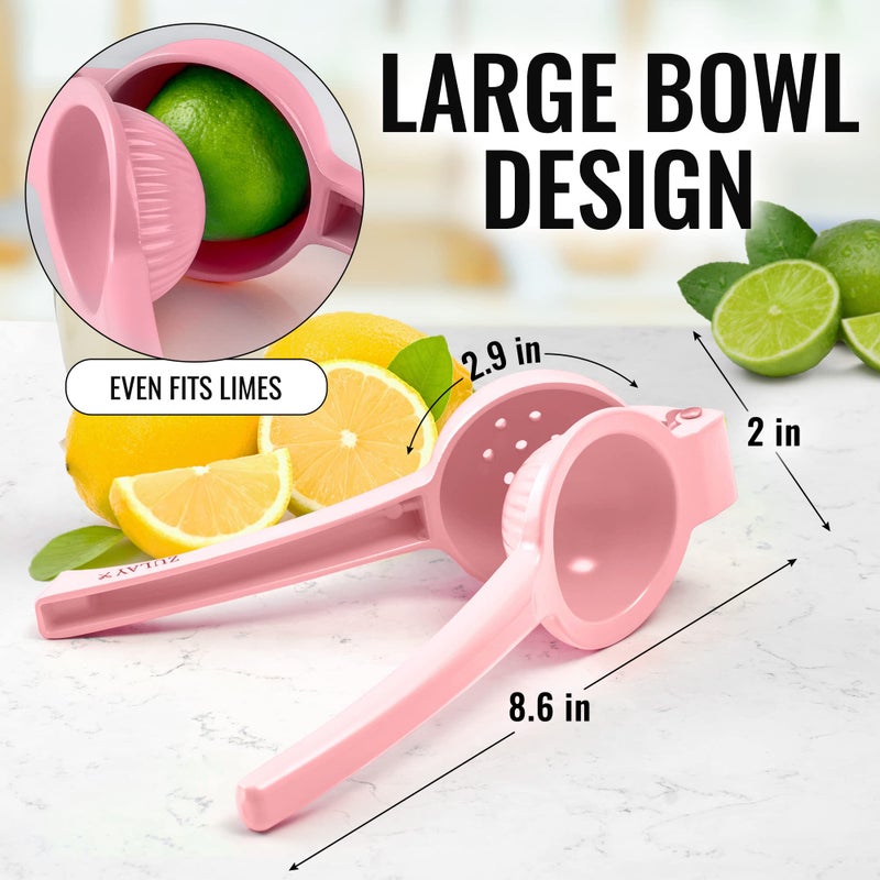 Zulay Kitchen Zulay Premium Quality Metal Lemon Squeezer, Citrus Juicer, Manual Press for Extracting the Most Juice Possible - Pink - Image 3