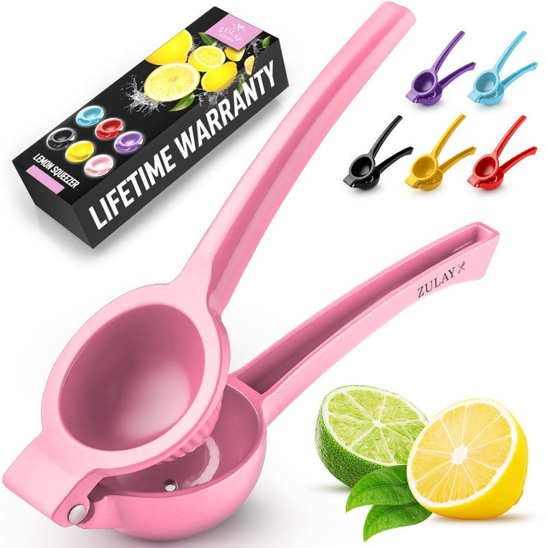 Zulay Kitchen Zulay Premium Quality Metal Lemon Squeezer, Citrus Juicer, Manual Press for Extracting the Most Juice Possible - Pink - Image 1