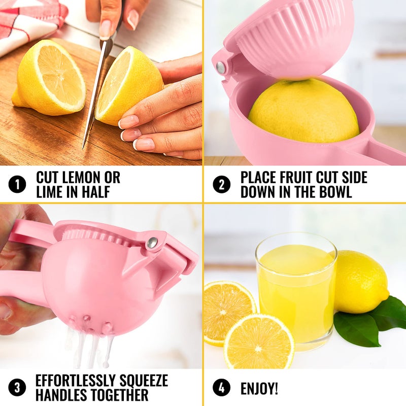 Zulay Kitchen Zulay Premium Quality Metal Lemon Squeezer, Citrus Juicer, Manual Press for Extracting the Most Juice Possible - Pink - Image 5
