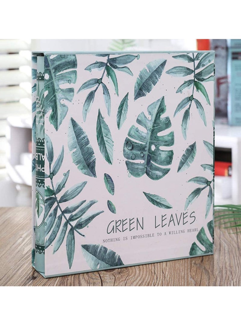 SOLARAE 6 Inches Photo Album Green Leaves Wedding Family Albums Diy Holds 200 Horizontal - Image 3