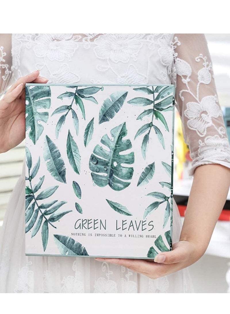SOLARAE 6 Inches Photo Album Green Leaves Wedding Family Albums Diy Holds 200 Horizontal - Image 1