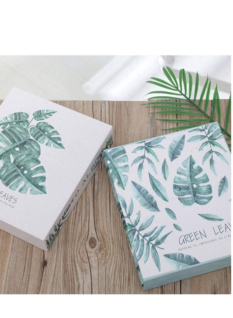 SOLARAE 6 Inches Photo Album Green Leaves Wedding Family Albums Diy Holds 200 Horizontal - Image 2