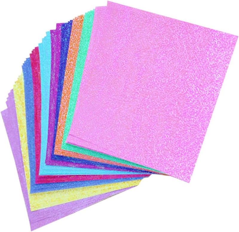 Veemoon 50pcs Pearl Colored Folding Paper for DIY Crafts Shining Origami Paper with Random Glitter Colors Double-sided Handmade for Card Making and Scrapbooking Random Color - Image 1