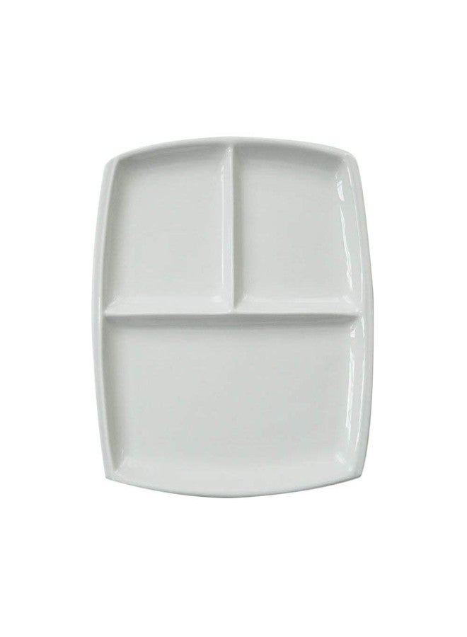 FLYING BALLOON 4pcs Elegant Quadrate Shaped Ceramic Divided Plate Dinner Plates Luncheon Plates Salad Plates Dishes for Kitchen, White - Image 4