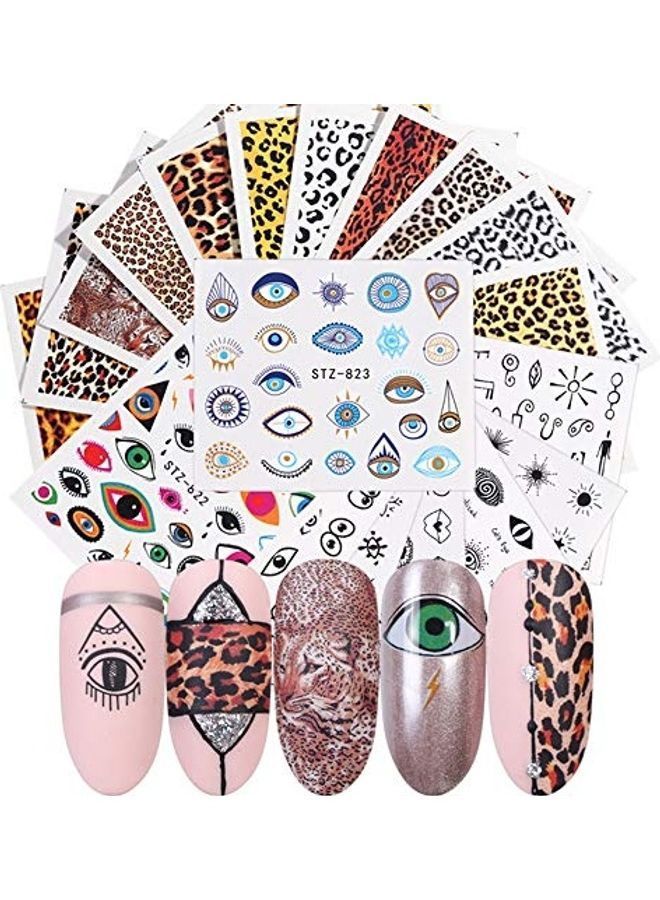 NIBEMINENT 19-Piece Nail Art Water Transfer Stickers Multicolour - Image 1