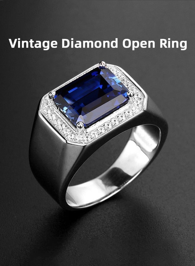 خاتم رجالي من الأحجار الكريمة وخاتم الزركون، خاتم خطوبة كلاسيكي من الأحجار الكريمة، خاتم إبهام فاخر للأب والرجل كهدايا - Image 3