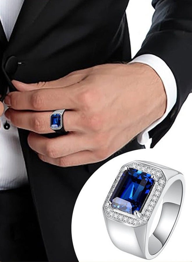 خاتم رجالي من الأحجار الكريمة وخاتم الزركون، خاتم خطوبة كلاسيكي من الأحجار الكريمة، خاتم إبهام فاخر للأب والرجل كهدايا - Image 1