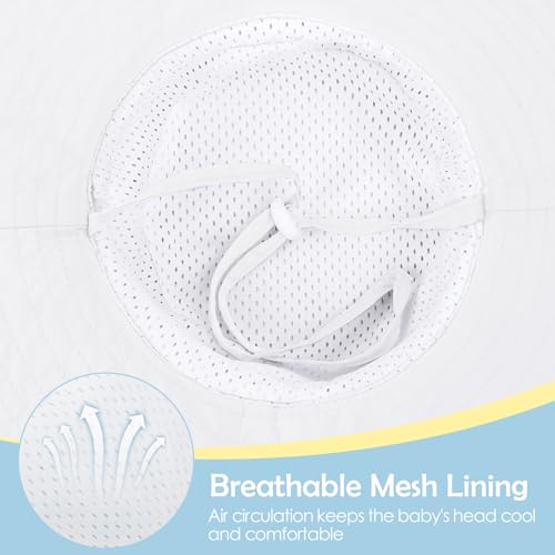 Zando Baby Girls Boys Sun Hat Infant Toddler Wide Brim UPF 50+ Sun Protection Kids Outdoor Pool Beach Cap White 18.1"-19.7" / 12-24 Months - Image 5