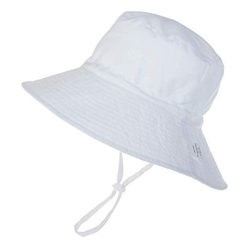Zando Baby Girls Boys Sun Hat Infant Toddler Wide Brim UPF 50+ Sun Protection Kids Outdoor Pool Beach Cap White 18.1"-19.7" / 12-24 Months - Image 1