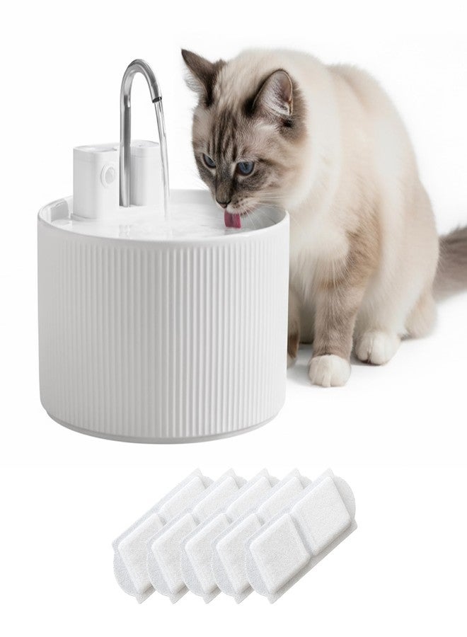 نافورة مياه القطط PawsPik CeramiFlow، نافورة سيراميك أوتوماتيكية للقطط مزودة بمستشعر حركة، نافورة لاسلكية قابلة لإعادة الشحن للحيوانات الأليفة، نافورة داخلية للقطط بسعة 9 أكواب، ترشيح متعدد الطبقات، آمنة للغسل في غسالة الأطباق، لون أبيض - Image 1