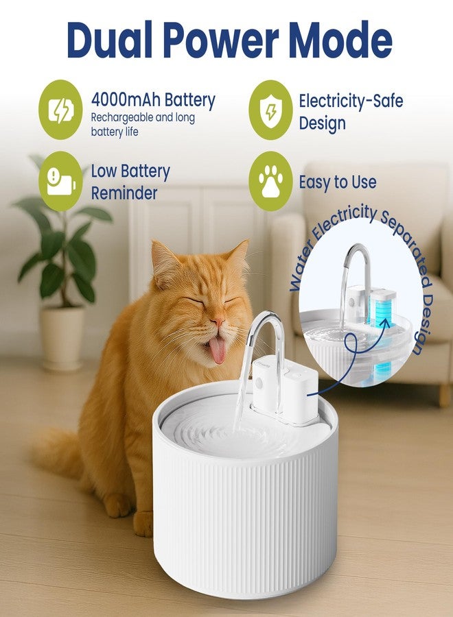 نافورة مياه القطط PawsPik CeramiFlow، نافورة سيراميك أوتوماتيكية للقطط مزودة بمستشعر حركة، نافورة لاسلكية قابلة لإعادة الشحن للحيوانات الأليفة، نافورة داخلية للقطط بسعة 9 أكواب، ترشيح متعدد الطبقات، آمنة للغسل في غسالة الأطباق، لون أبيض - Image 4