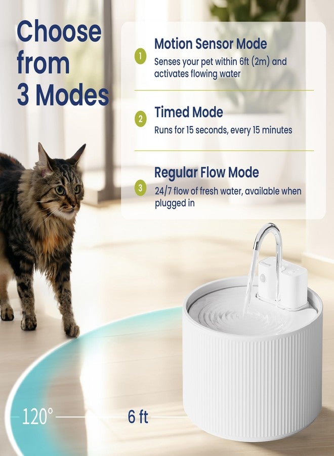 نافورة مياه القطط PawsPik CeramiFlow، نافورة سيراميك أوتوماتيكية للقطط مزودة بمستشعر حركة، نافورة لاسلكية قابلة لإعادة الشحن للحيوانات الأليفة، نافورة داخلية للقطط بسعة 9 أكواب، ترشيح متعدد الطبقات، آمنة للغسل في غسالة الأطباق، لون أبيض - Image 3