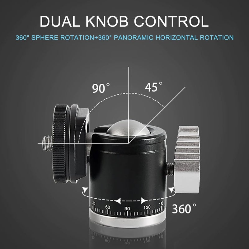 Sruim Aluminum Camera Tripod Mount Adapter with 360 Degree Rotation Mini Ball Head, 1/4"- 20 Screw Conversion Adapter Compatible with Go Pro Hero, DJI OSMO, Sony, Insta 360 and Other Action Cameras - Image 3