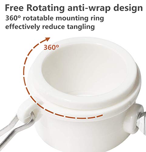 Hayodo Tangle Free Flag Pole Mounting Ring Clip - Rotating Flapole Mounting Rings with Metal Clips 360 Degree Free Rotating Adjustable Fasteners 1 Pair (White 1 Inch) - Image 2