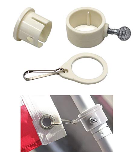 Hayodo Tangle Free Flag Pole Mounting Ring Clip - Rotating Flapole Mounting Rings with Metal Clips 360 Degree Free Rotating Adjustable Fasteners 1 Pair (White 1 Inch) - Image 5